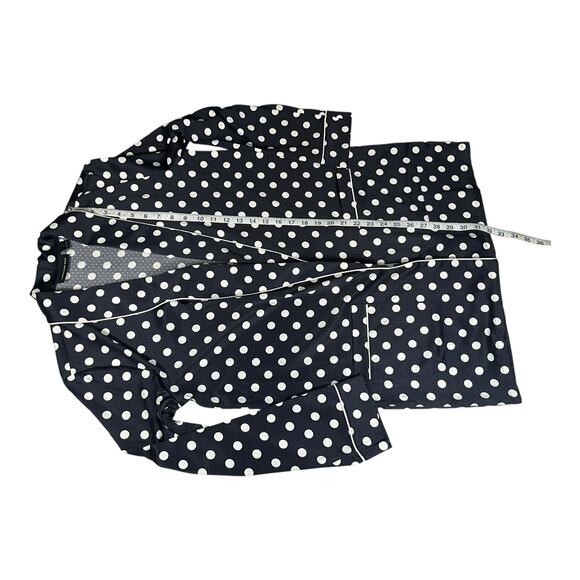 Something Navy Navy Blue & White Polka Dot Satin Pajama Robe – Size Small - Picture 6 of 10
